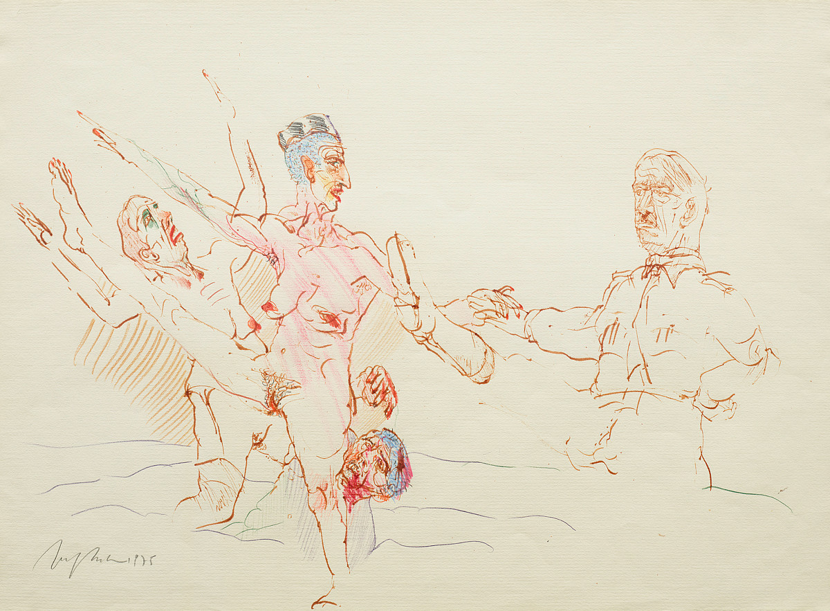 Alfred Hrdlicka: Nackte Frauen tanzen vor Adolf Hitler, 1975