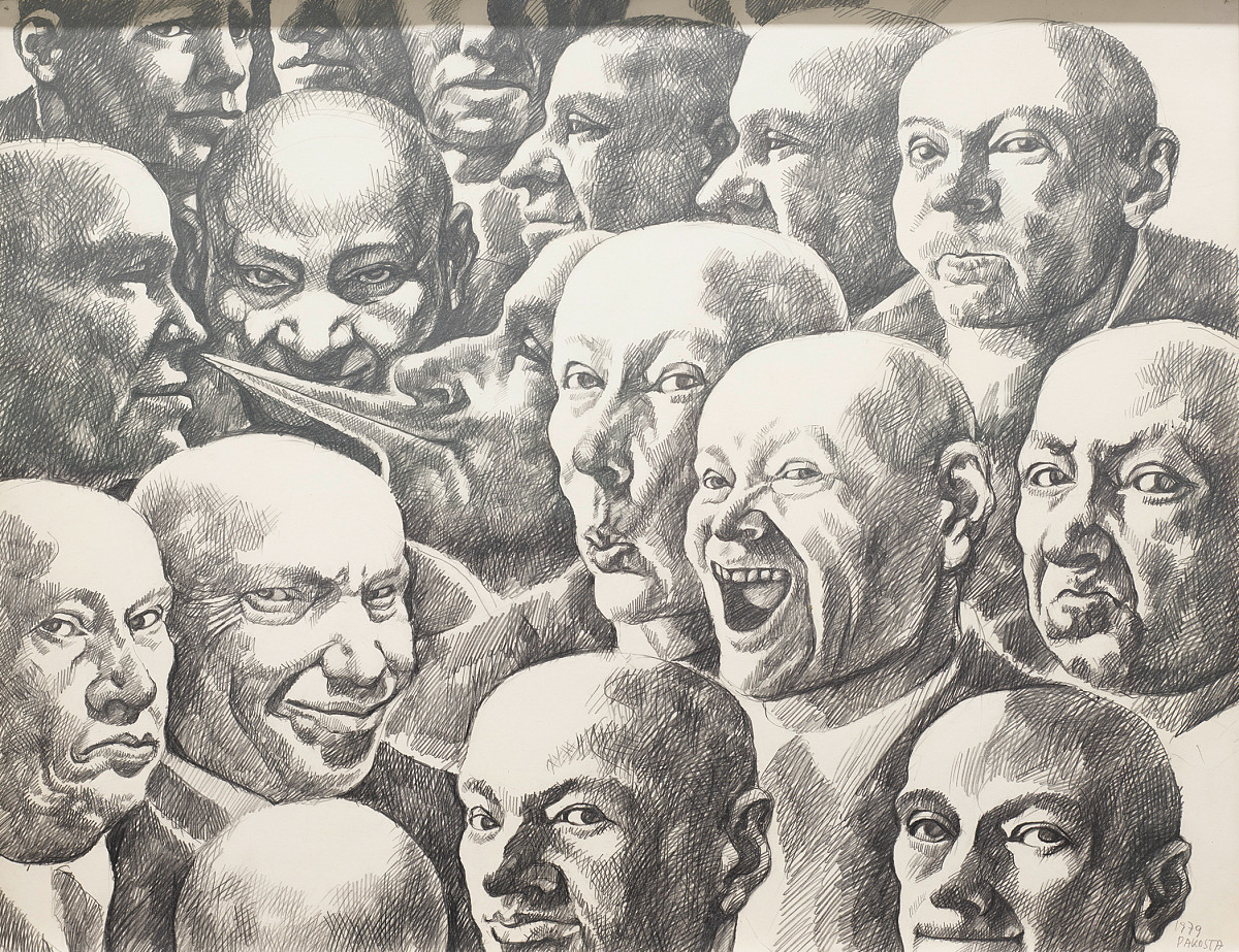 Florentina Pakosta: Zuschauer mit Schnabelkopf, 