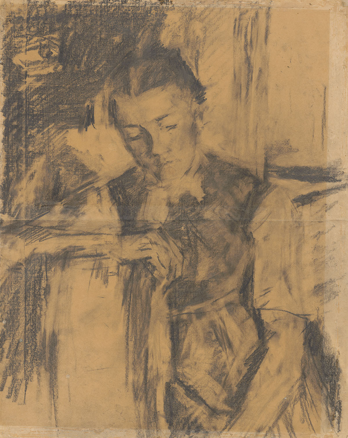 Wilhelm Leibl: Dreiviertelfigur eines sitzenden Bauernmädchens, um 1897