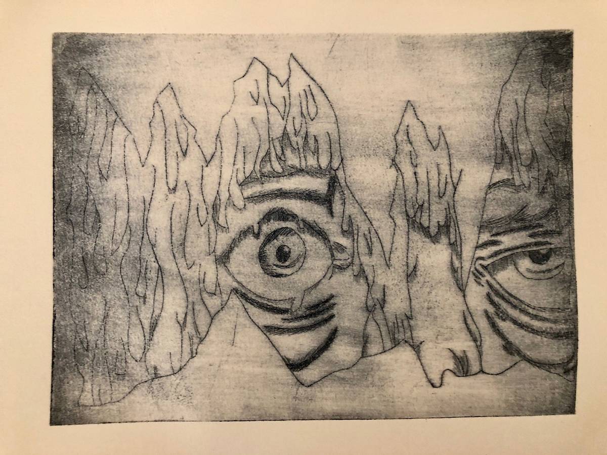 Druckgrafik eines Gesichts