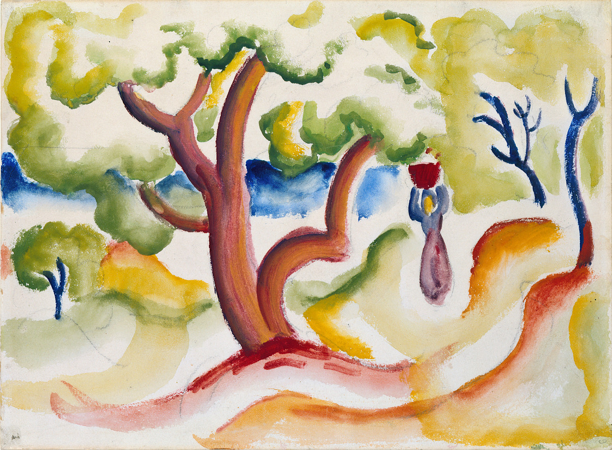 August Macke: Woman with Pitcher under Trees, 1912