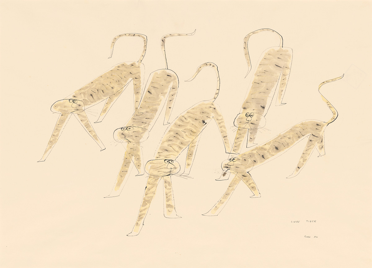 Paul Flora: Several Tigers, 1954