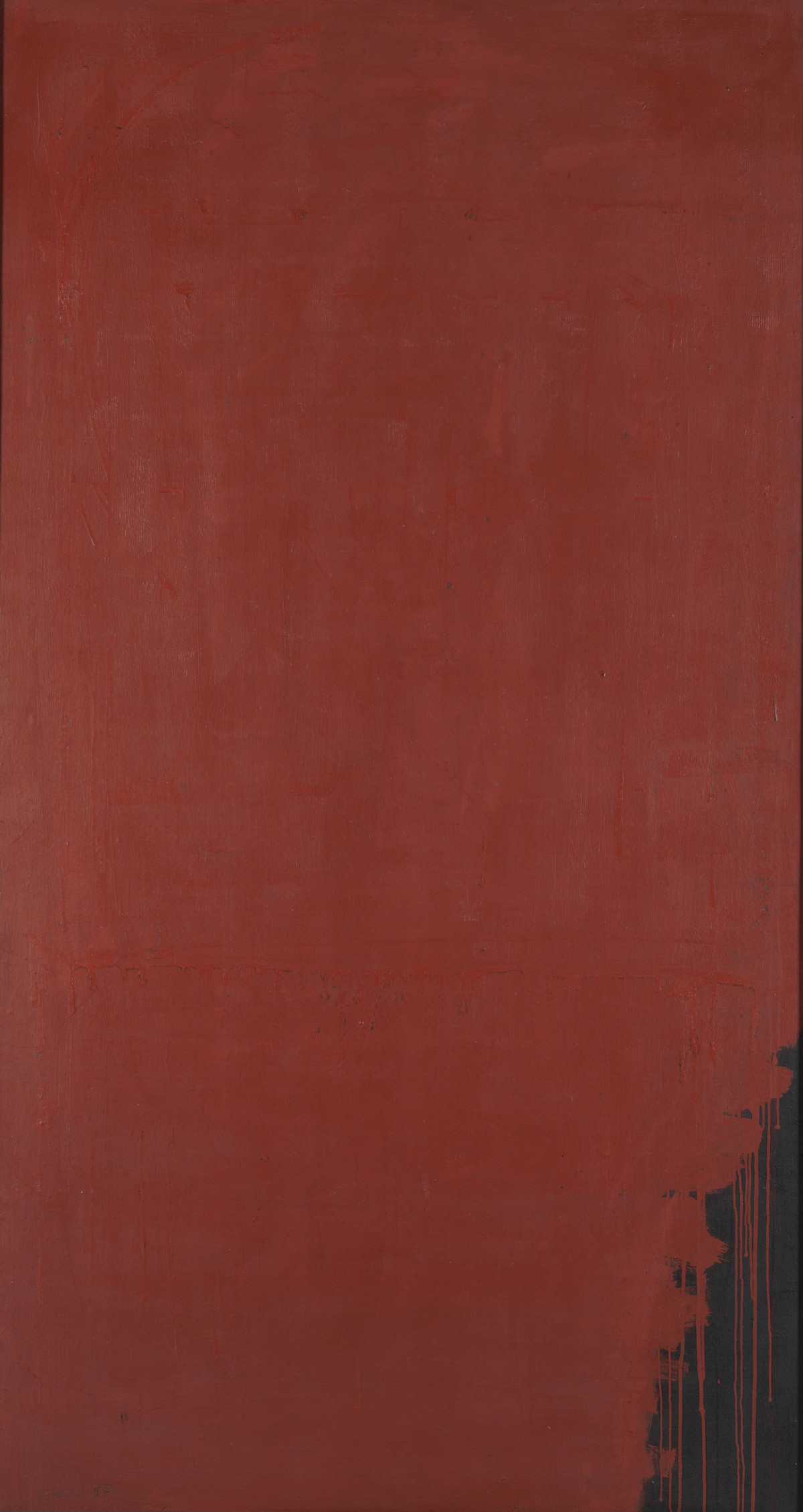 Arnulf Rainer: Übermalung: Miniumrot auf schwarzem Grund, 1956