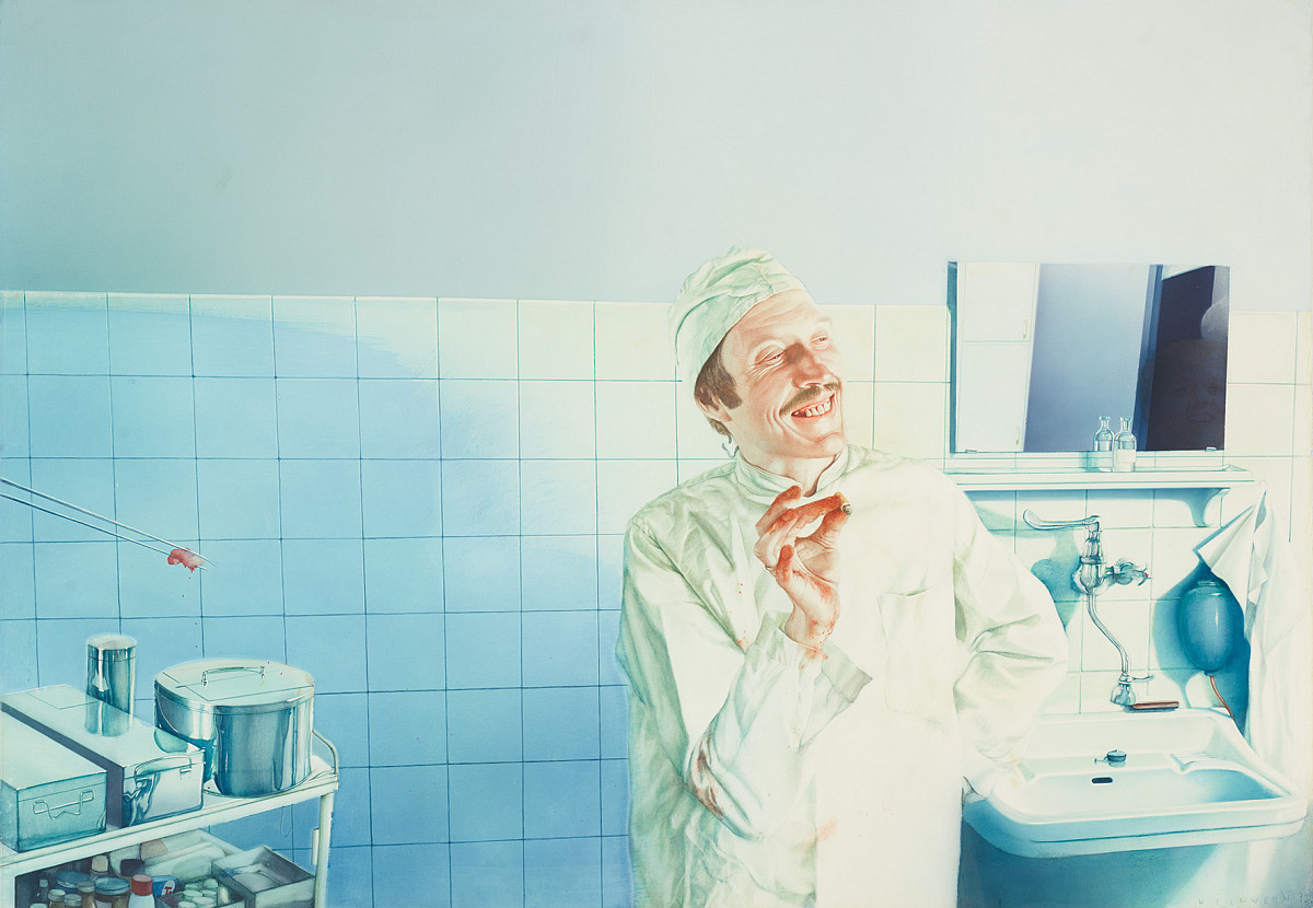 Gottfried Helnwein: Der höhnische Arzt, 1973