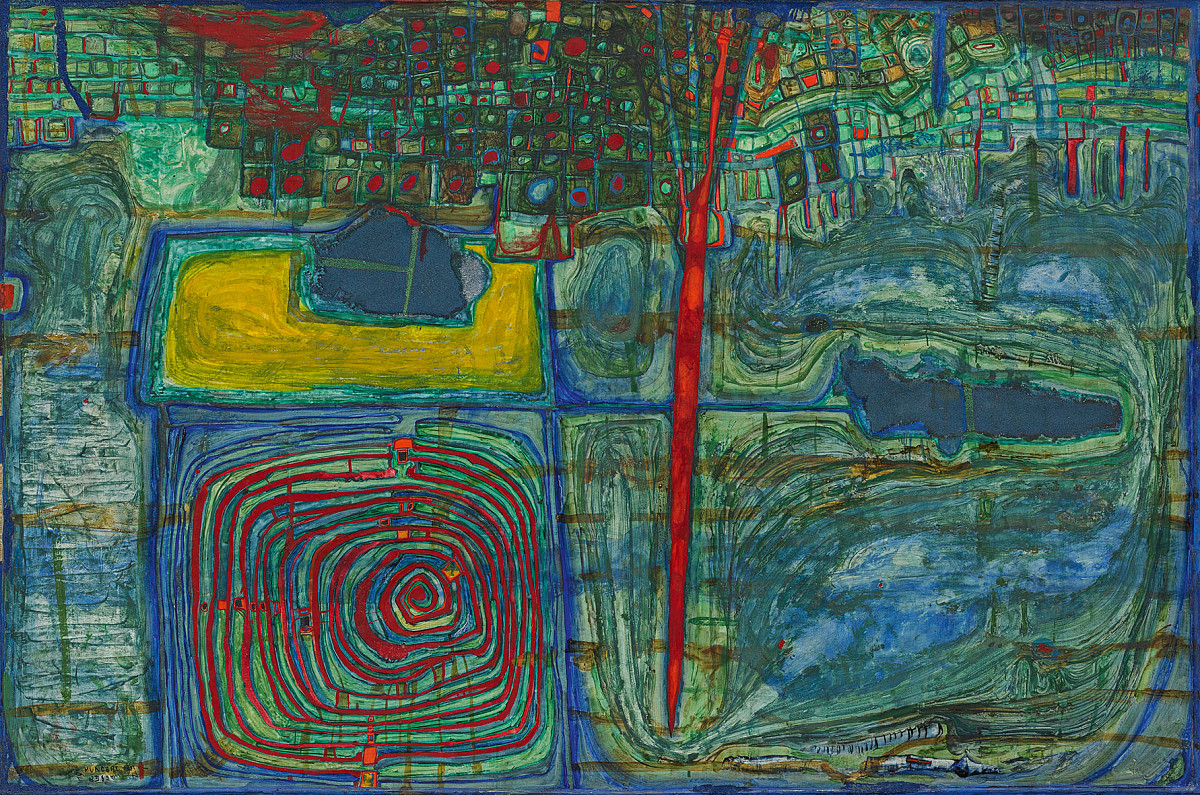 Friedensreich Hundertwasser: 313 Sonne für die, die auf dem Lande weinen, 1957/1959