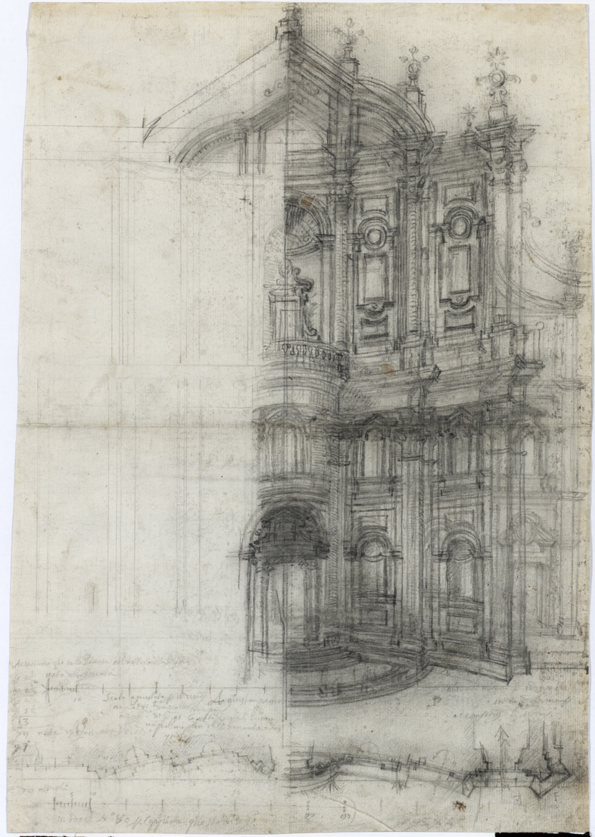 Francesco Borromini: Idealized Study for the Façade of the Oratorio dei Filippini, 1660