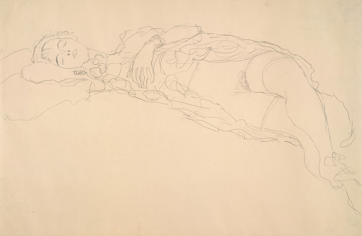 Gustav Klimt: Liegender Halbakt, 1914/15