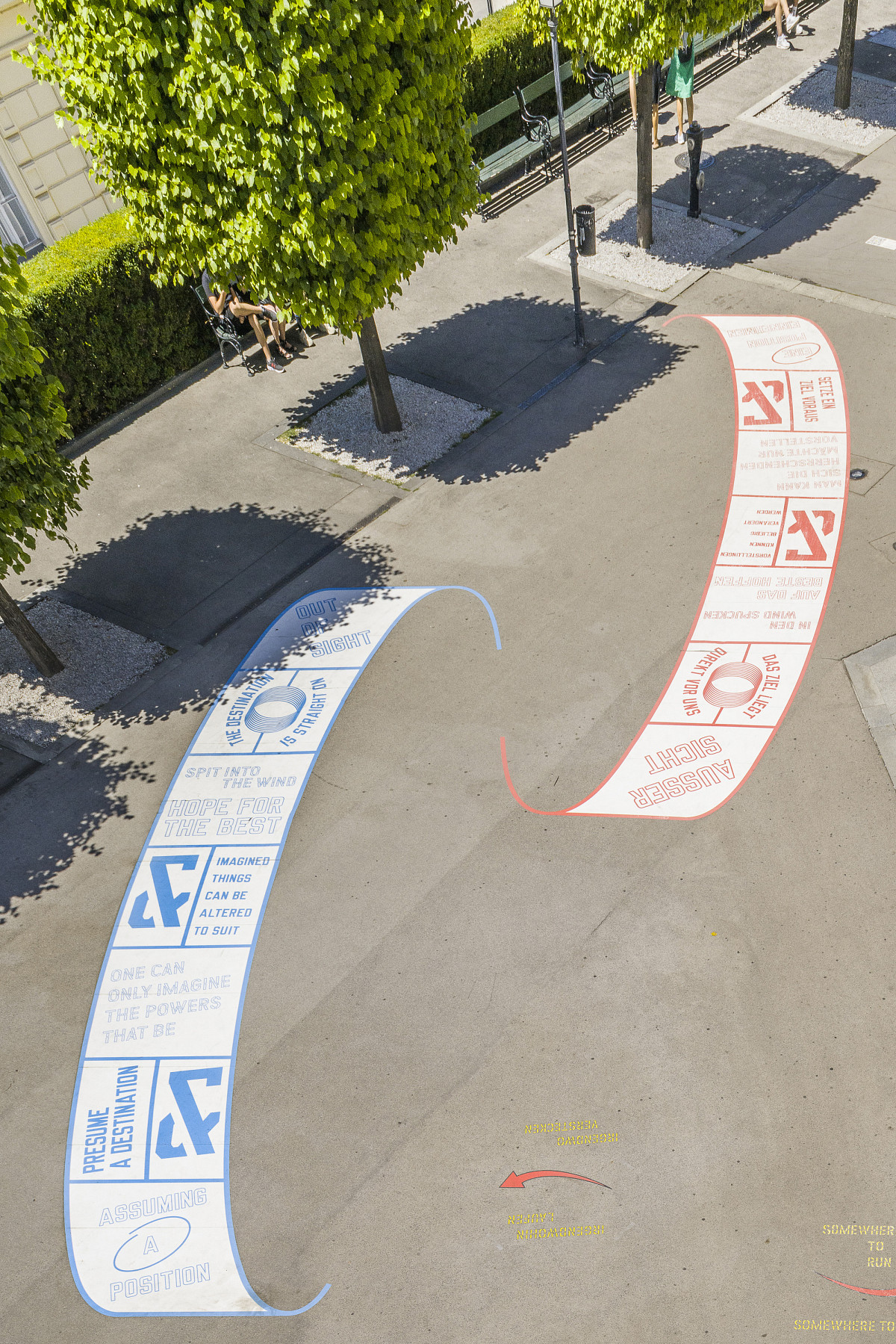 Lawrence Weiner: Installation view of Lawrence Weiner: OUT OF SIGHT at the ALBERTINA Museum, Vienna, 2022