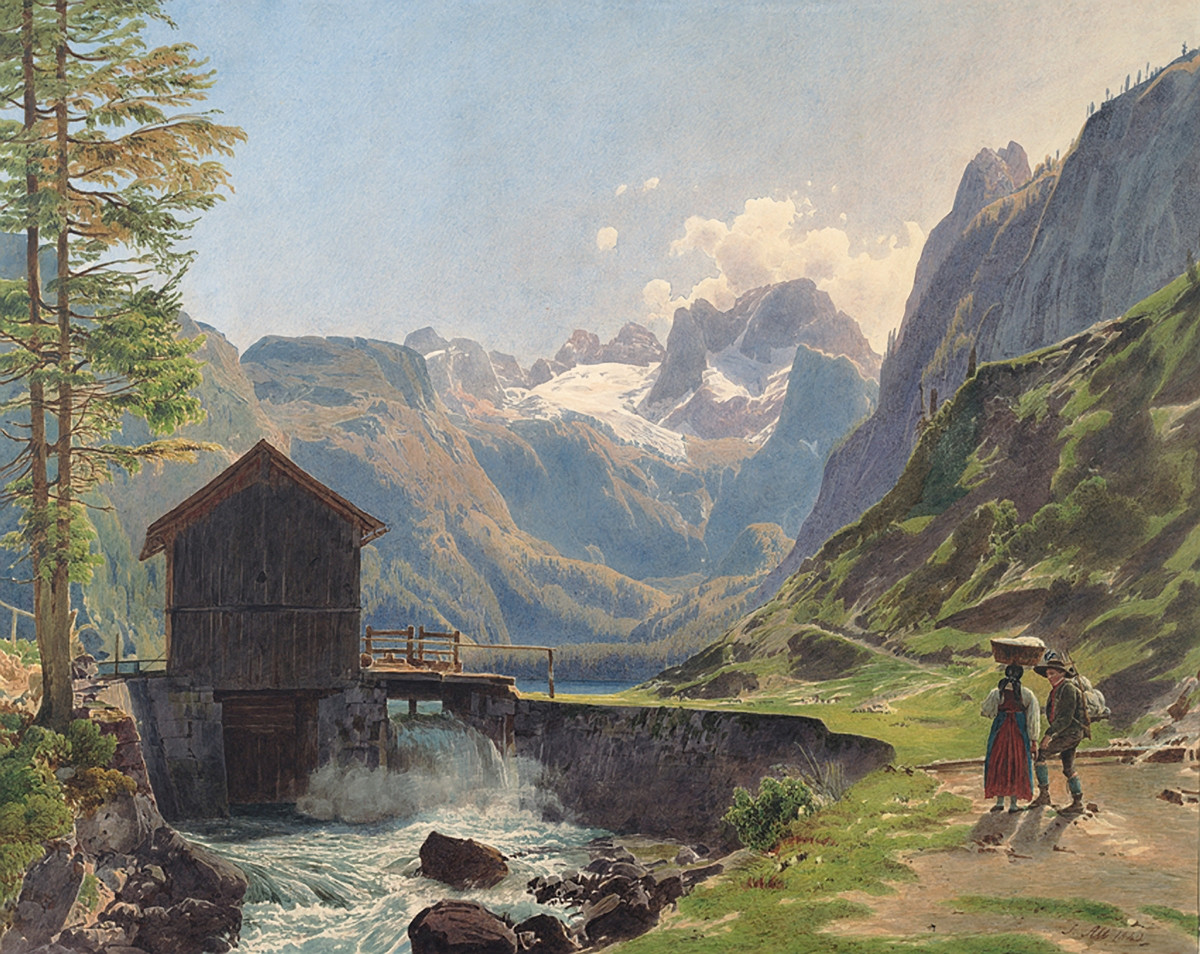Rudolf von Alt: The Dachstein Mountain from Lower Lake Gosau, 1838