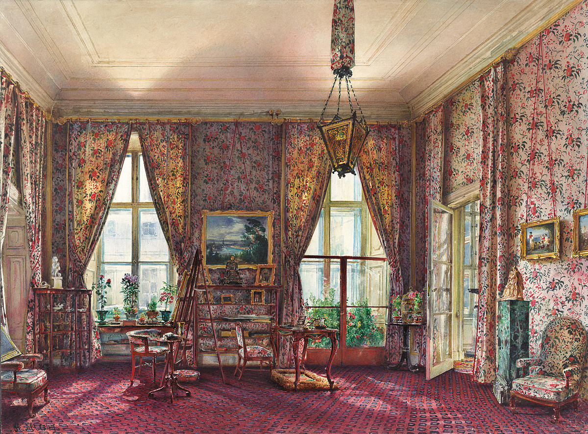 Rudolf von Alt: Interieur im Palais Harrach auf der Freyung in Wien, 1844