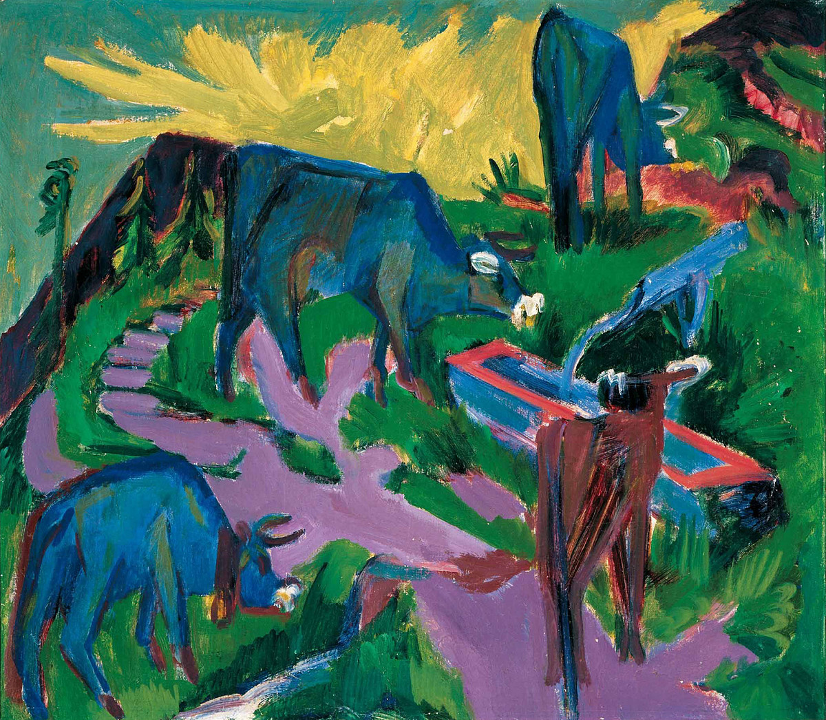 Ernst Ludwig Kirchner: Cattle at Sunset, 1918/19