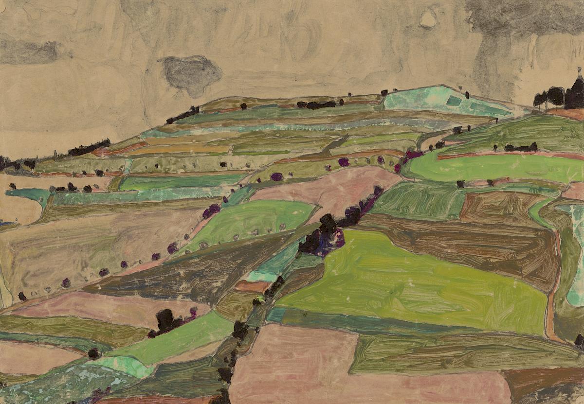 Egon Schiele: Field landscape (Kreuzberg near Krumau), 1910