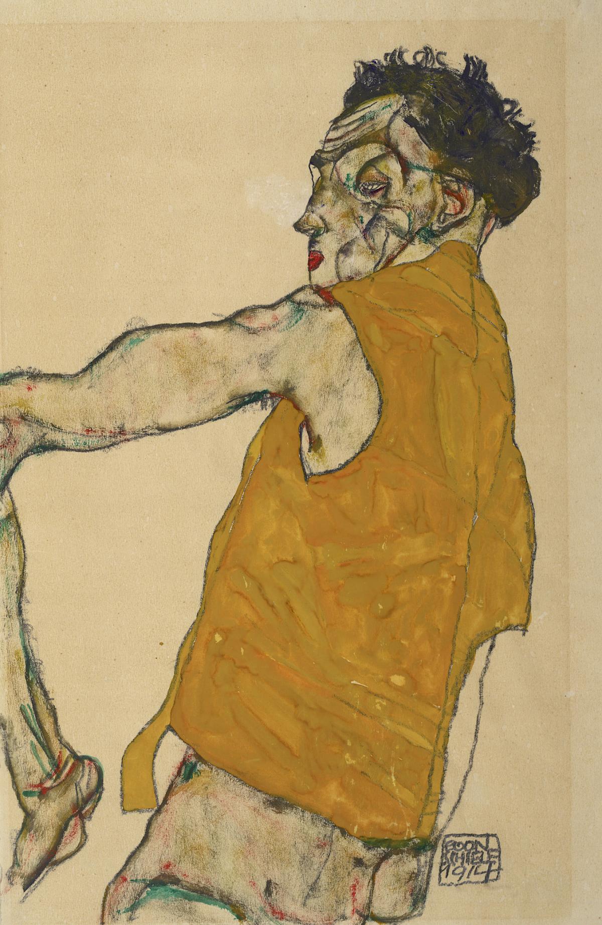 Egon Schiele: Self-Portrait in Yellow Vest, 1914, 1914