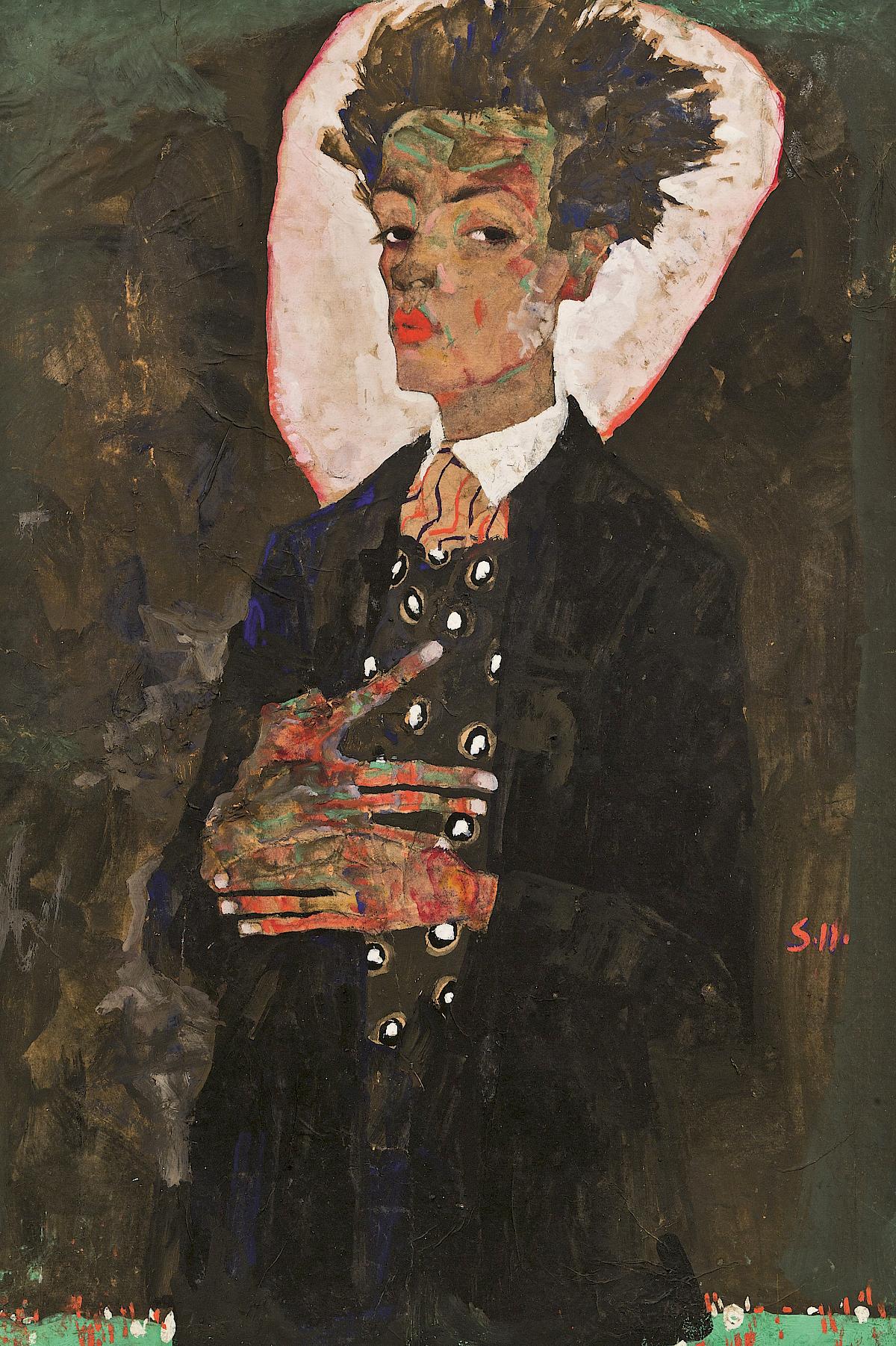 Egon Schiele: Self-Portrait with Peacock Waistcoat, 1911