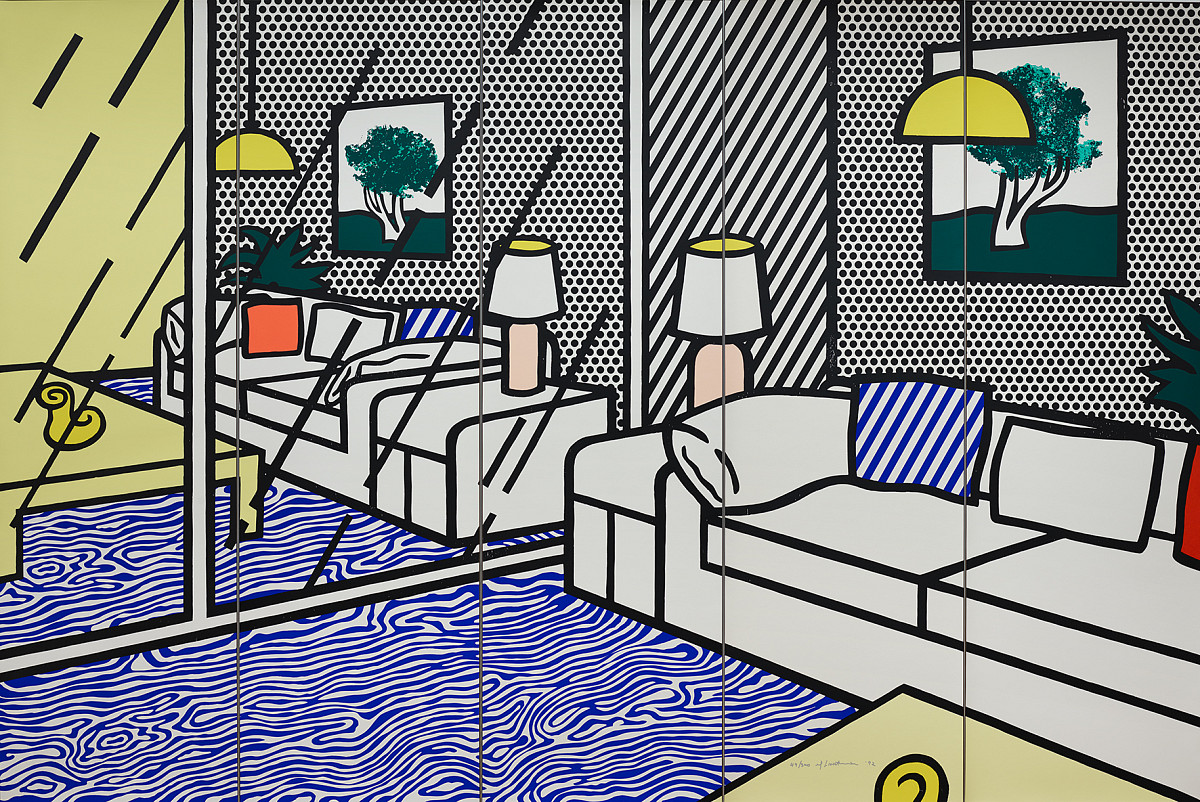 Roy Lichtenstein: Tapete mit Interieur mit blauem Fußboden, 1992
