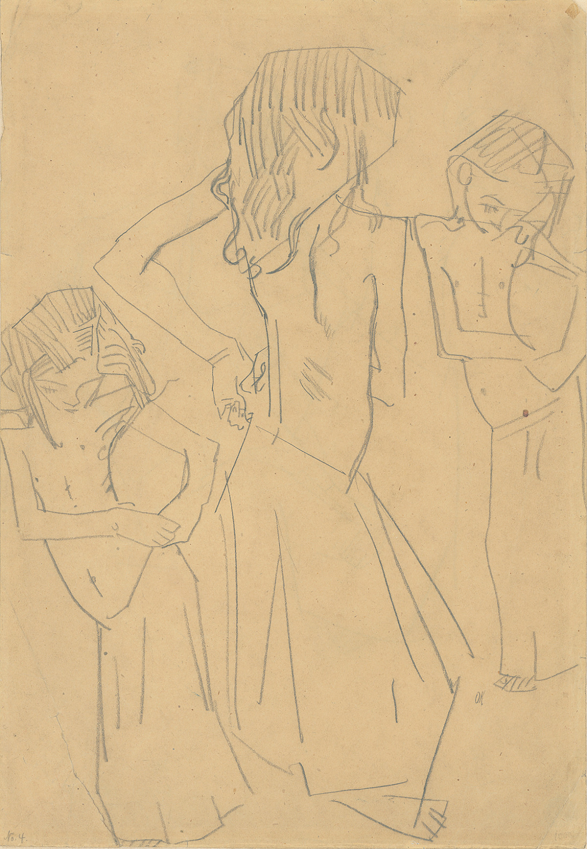 Oskar Kokoschka: Studies of a Girl's Semi-Nude (Daughter of the Juggler), 1908