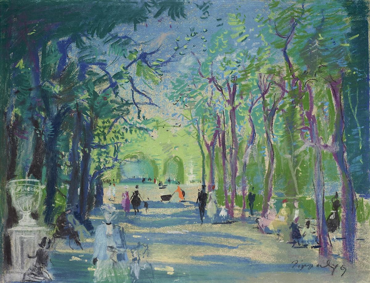 Hans Robert Pippal: 13th district, promenade at castle garden Schönbrunn, 1949