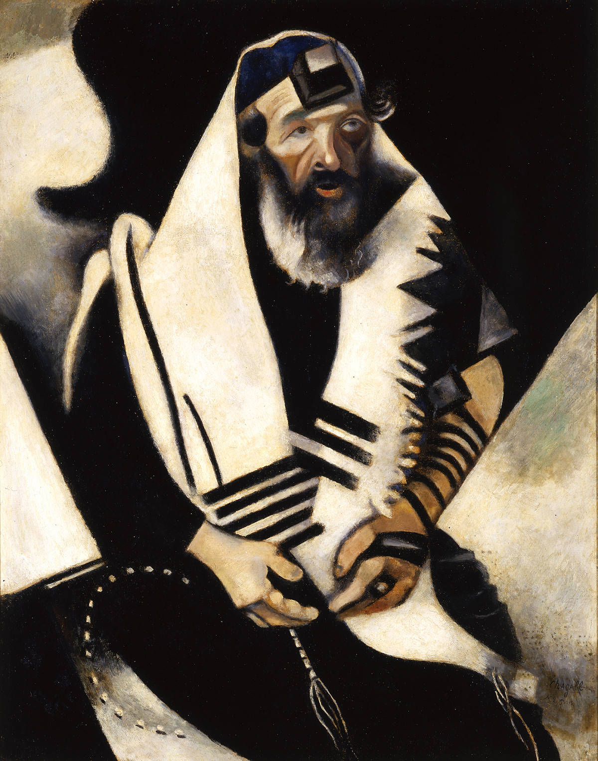 Marc Chagall: Rabbiner in Schwarz-Weiß (Der betende Jude), 1914–1922