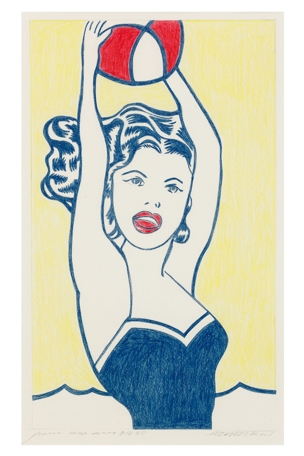 Sturtevant: Study for Lichtenstein Girl with Ball, 1988