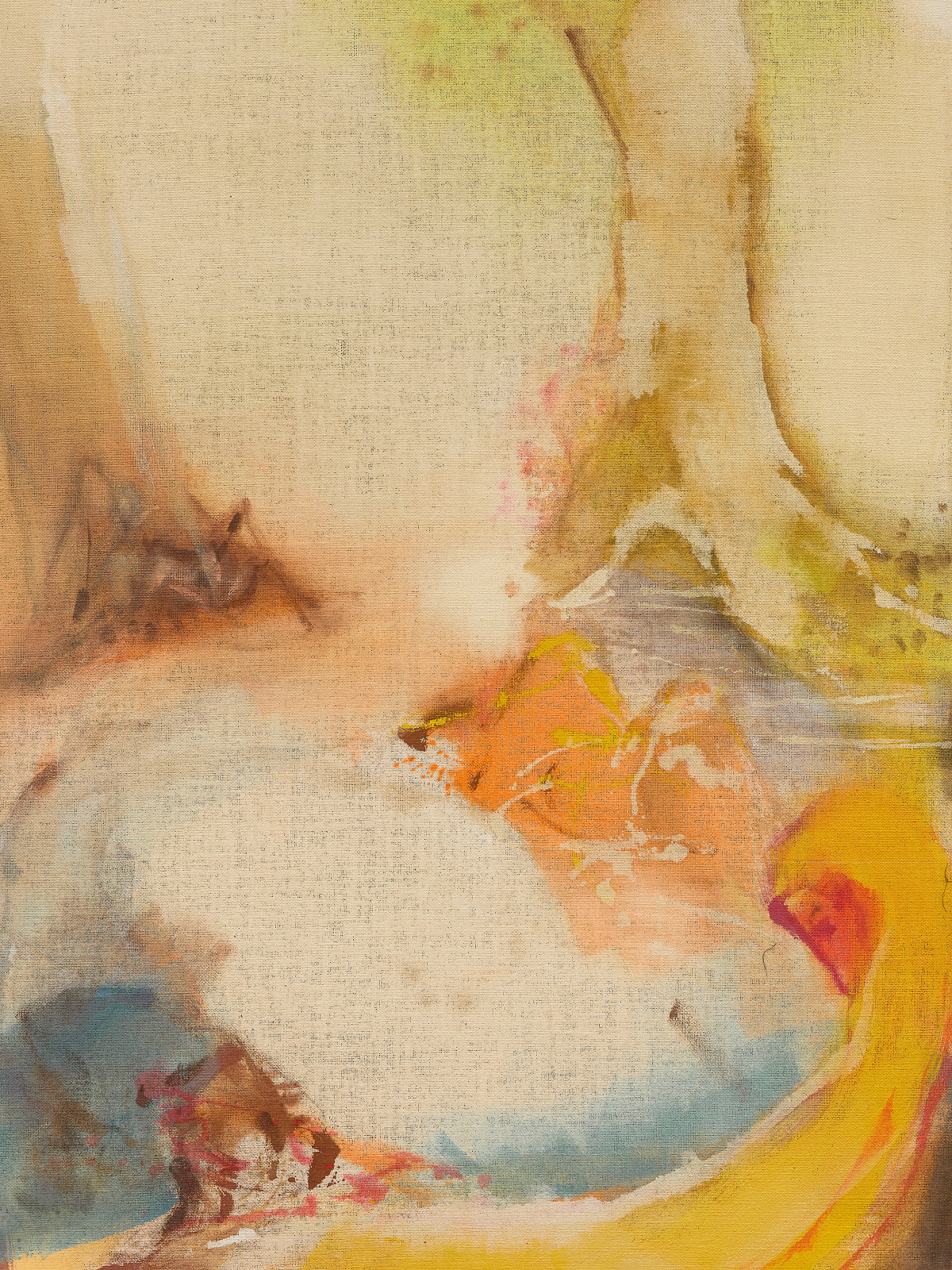 Colored areas in beige, white, orange and blue with slight gradients.