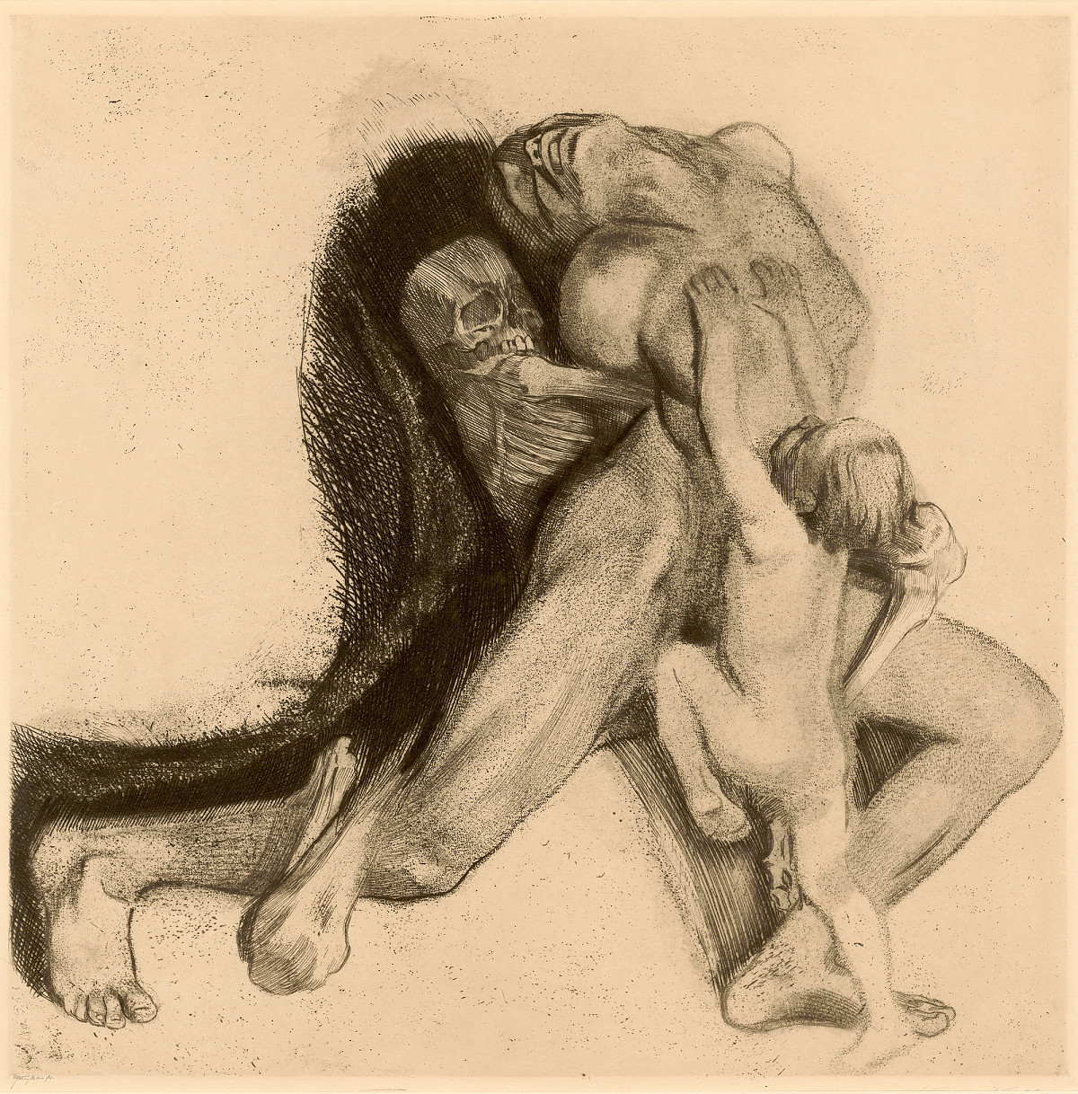 Käthe Kollwitz: Tod und Frau, 1910