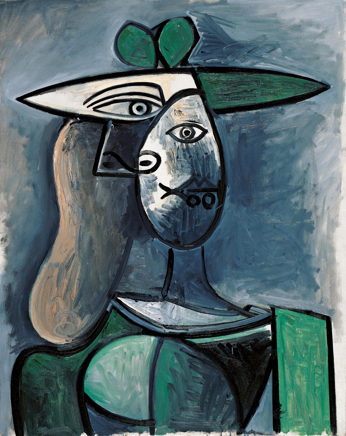 Pablo Picasso: Woman in a green hat, 1947