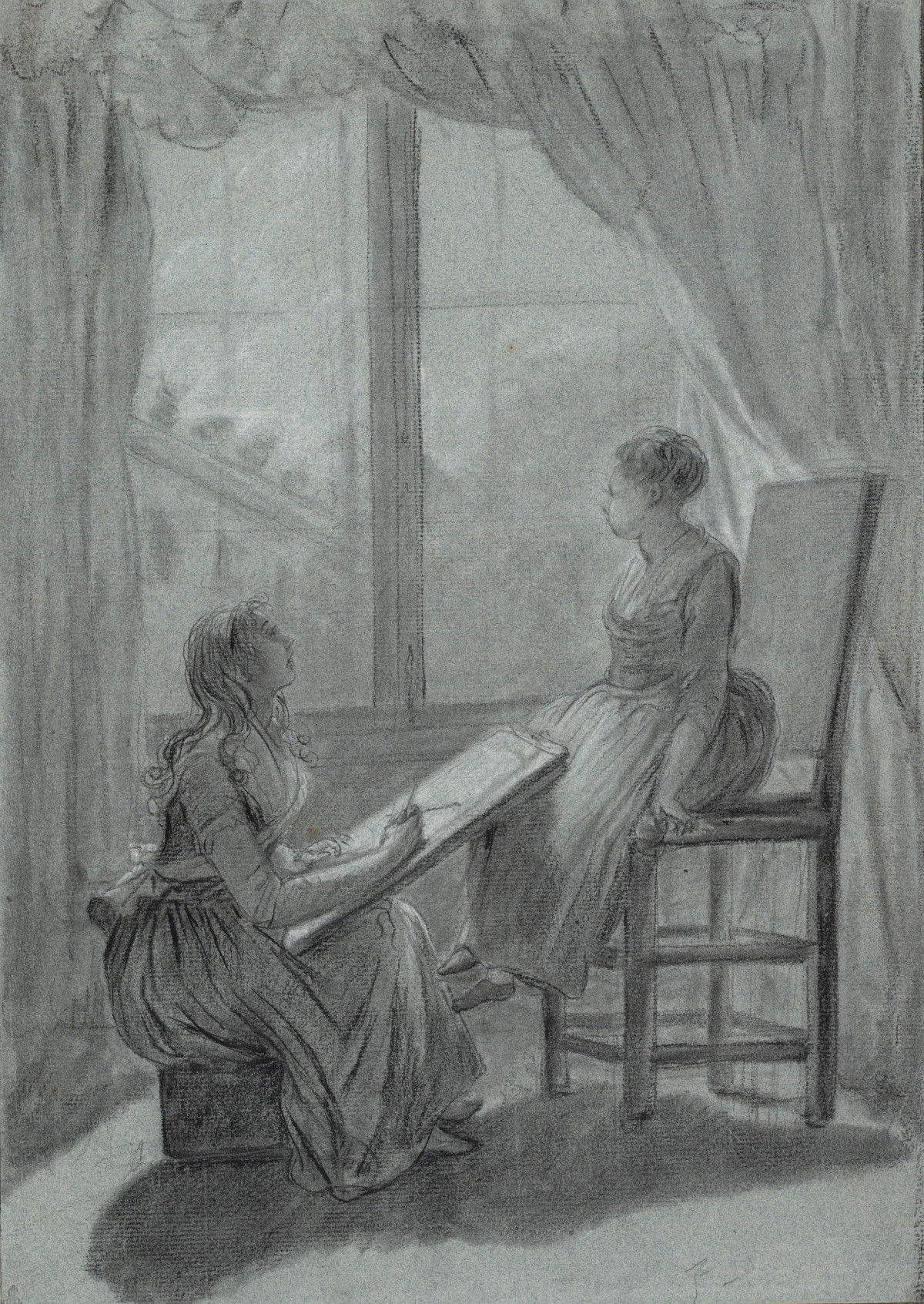 Elisabeth Vigée-Lebrun: A young woman draws the portrait of a little girl, Date unknown