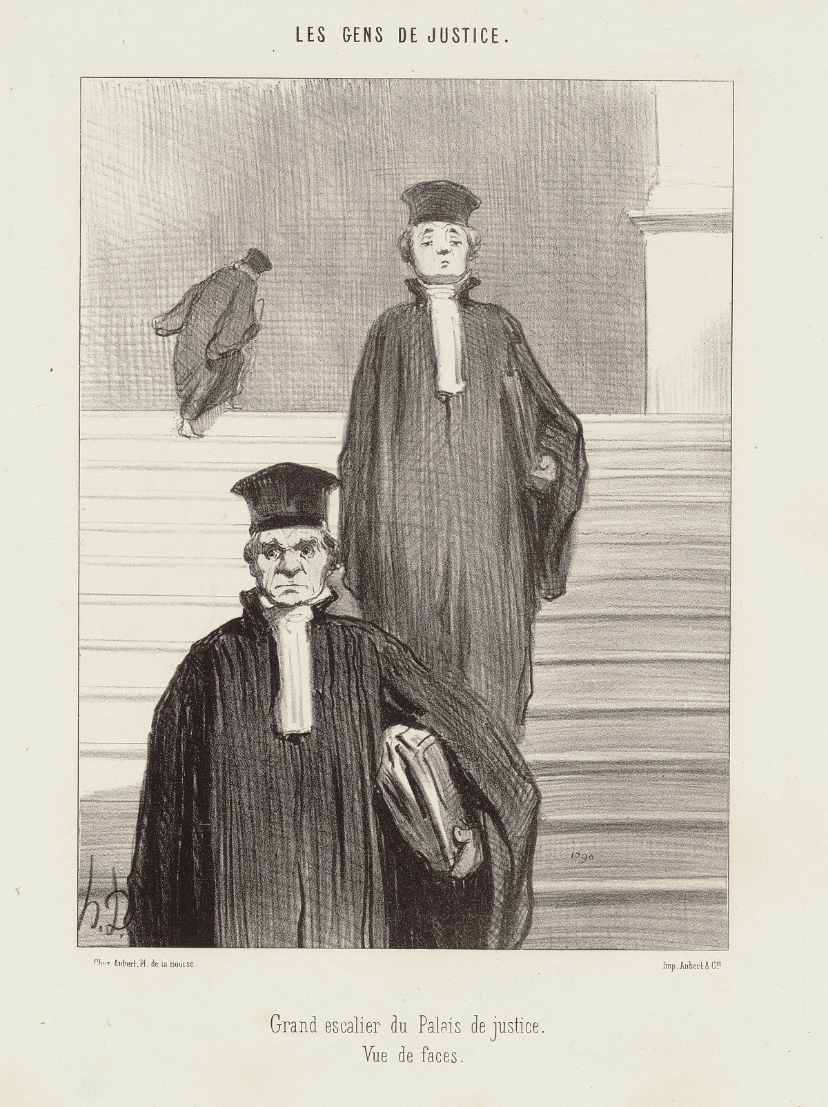 Honoré Daumier: Main staircase of the Palace of Justice. Front view, 1848