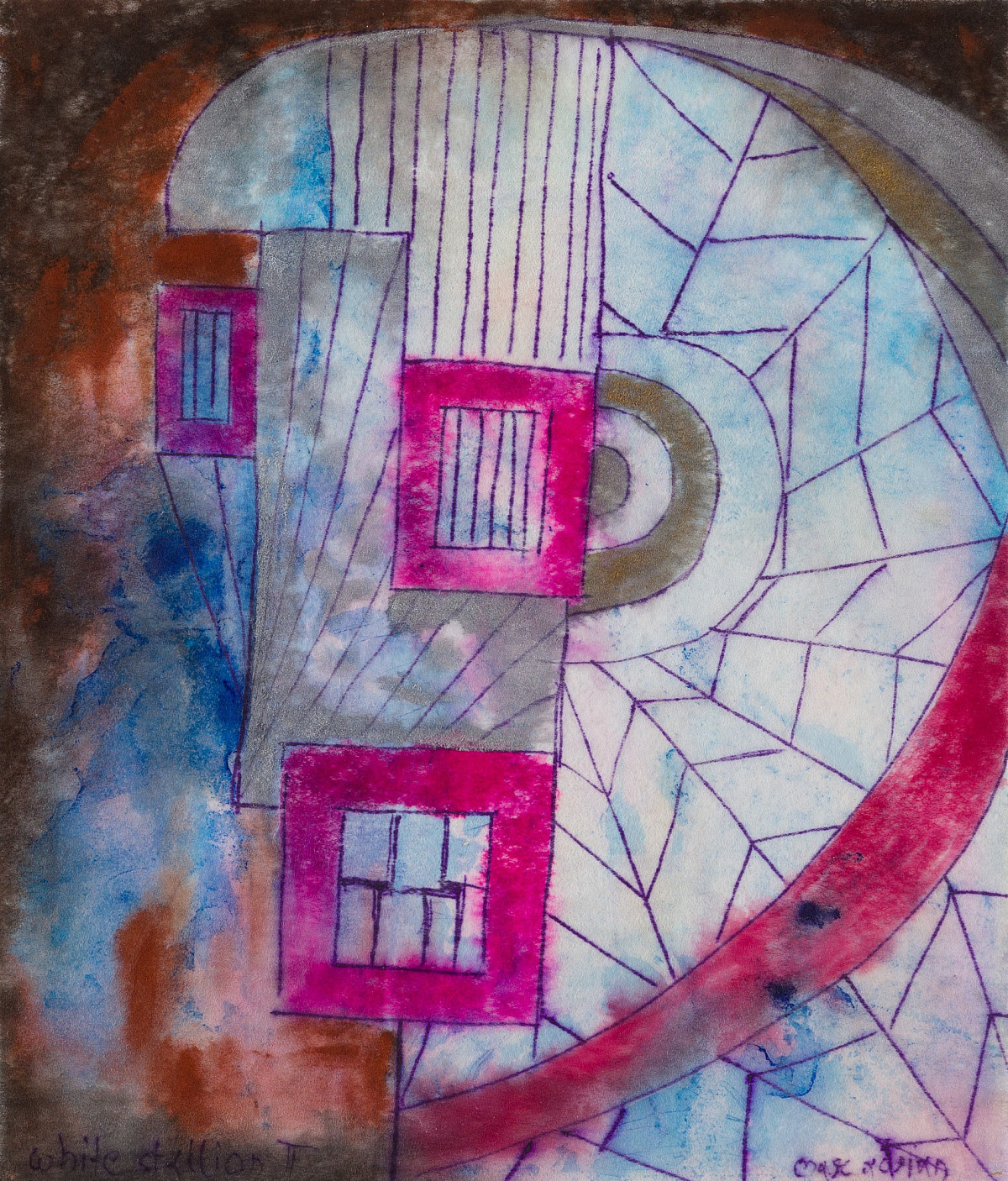 A face composed of abstract shapes and patterns.