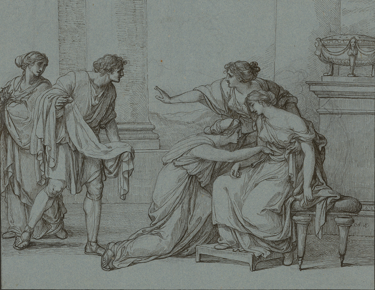 Maria Anna Angelika Catharina Kauffmann: Julia faints when she recognizes the bloodstained tunic of her husband Pompeius, around 1785