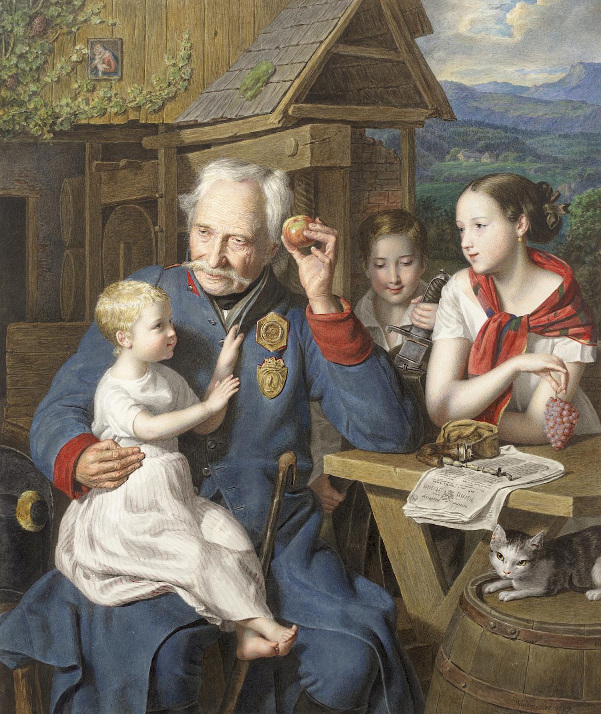 Ferdinand Georg Waldmüller: A Veteran with Children, 1827
