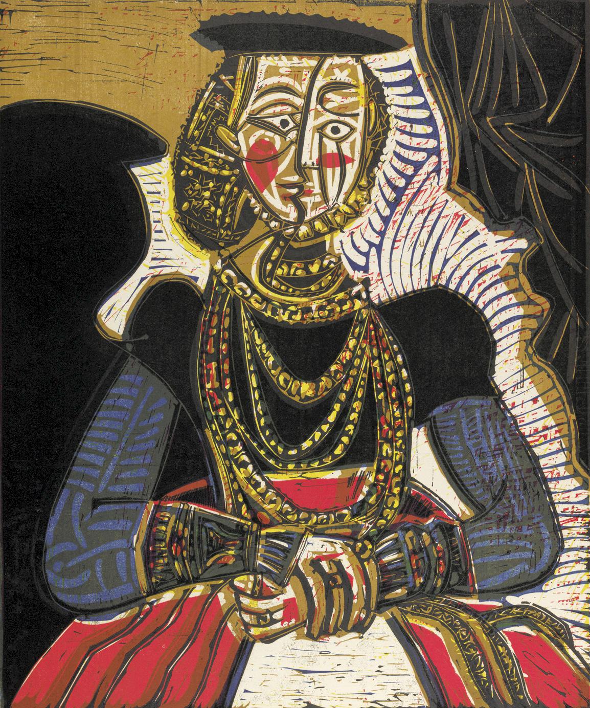 Pablo Picasso: Bust of a woman adapted from Lucas Cranch the Younger, July 1958