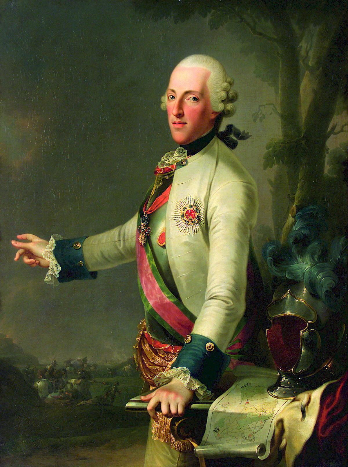 Anonymous: Duke Albert of Saxe-Teschen with the Map of the Battle of Maxen, 1777