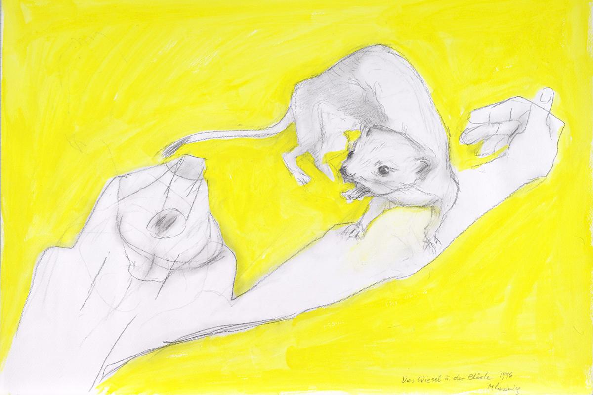 Maria Lassnig | The Weasel and the Dull-Witted Human, 1996 | The Albertina Museum, Vienna