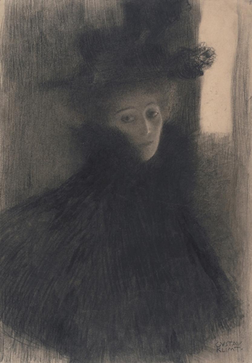 Gustav Klimt: Bildnis einer Dame mit Cape und Hut, 1897/98 