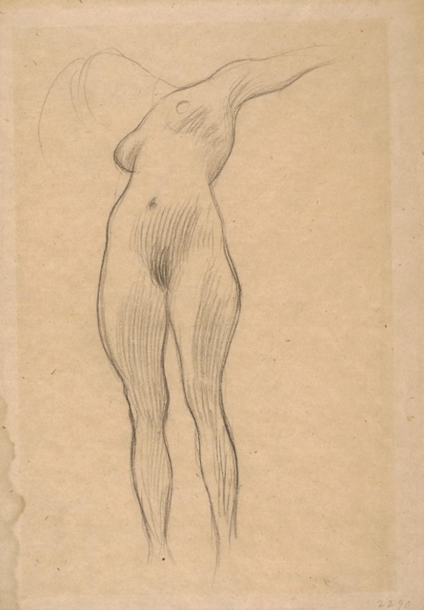 Gustav Klimt: Schwebende mit ausgestrecktem Arm (Studie für "Medizin", Wiener Universität), 1900/01