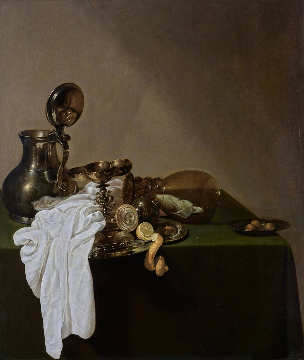 Jan Jansz van den Uyl: Breakfast Still Life with Pewter Flagon, 1635