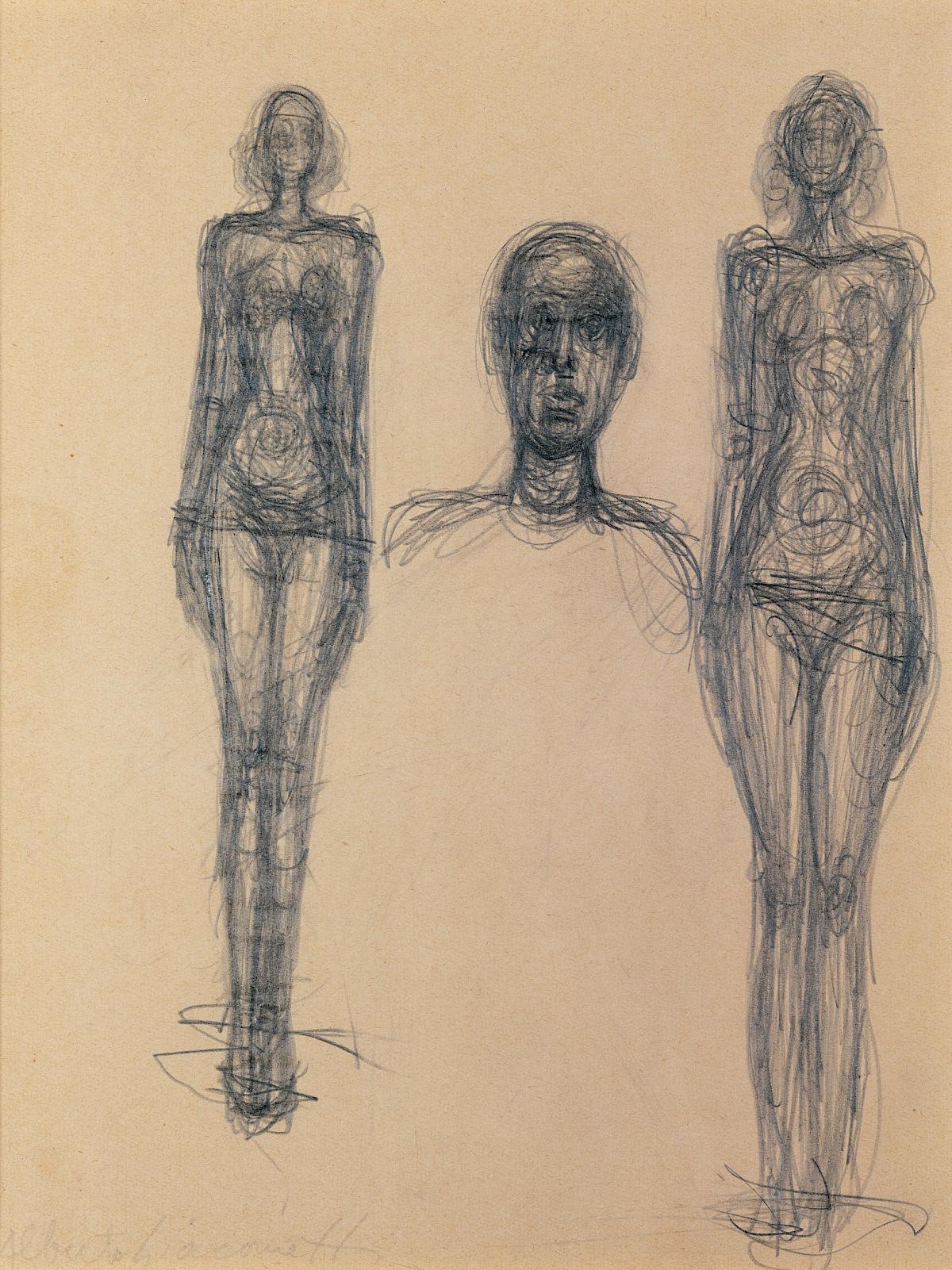 Alberto Giacometti: Two standing Women and the Head of a Man, ca. 1960