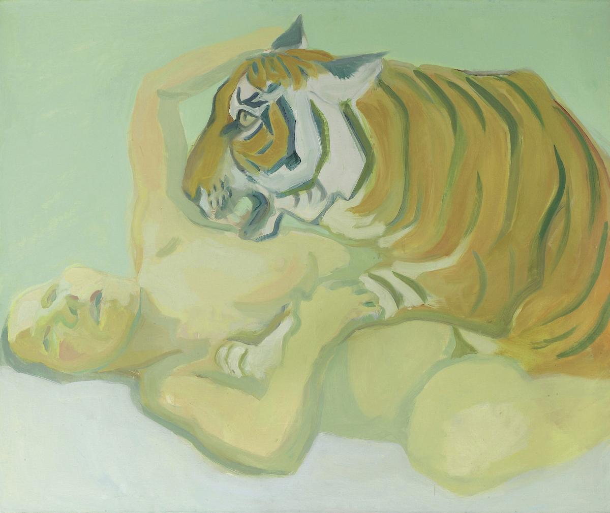 Maria Lassnig: Sleeping with a Tiger, 1975
