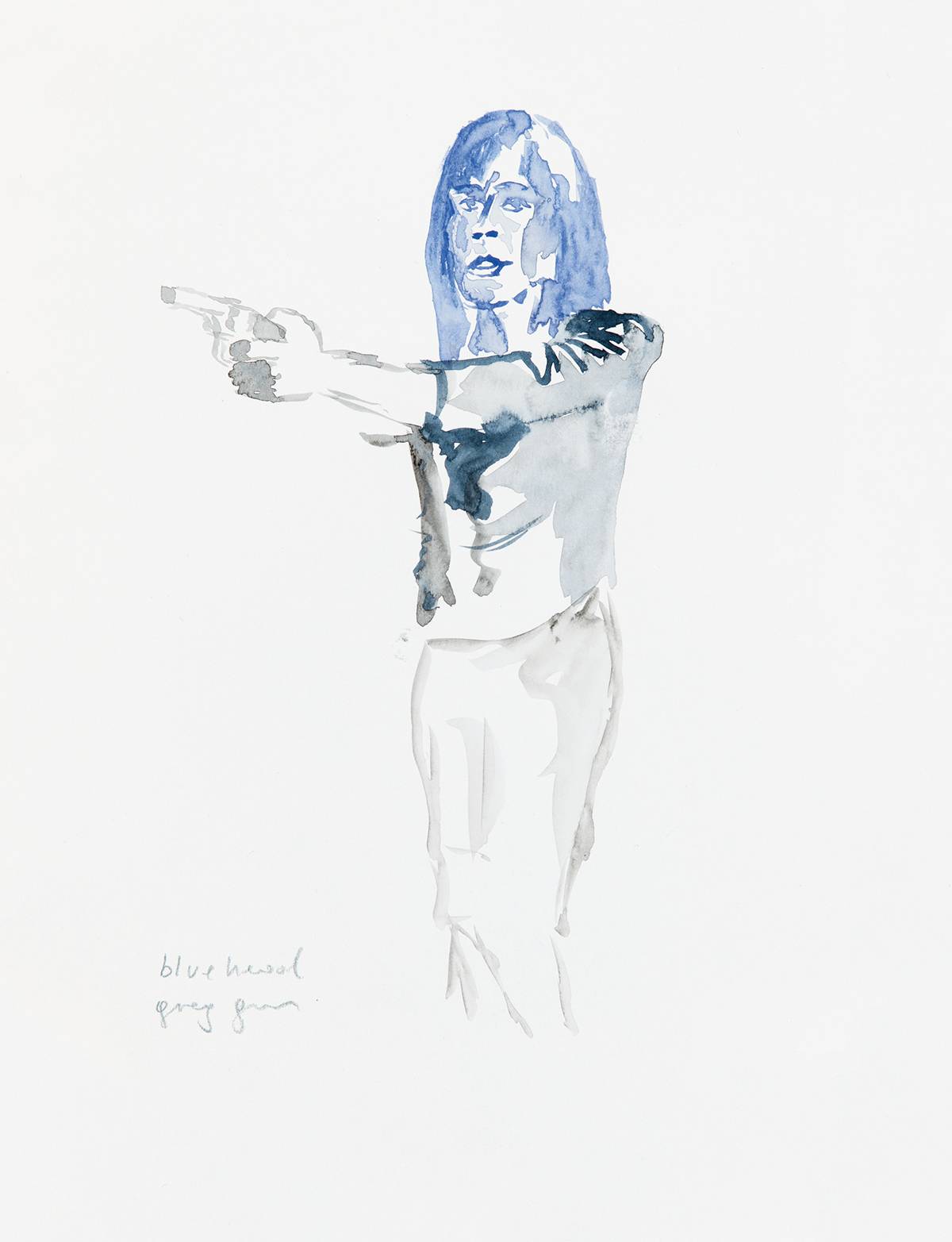 Erwin Wurm: blue head grey gun, 2017