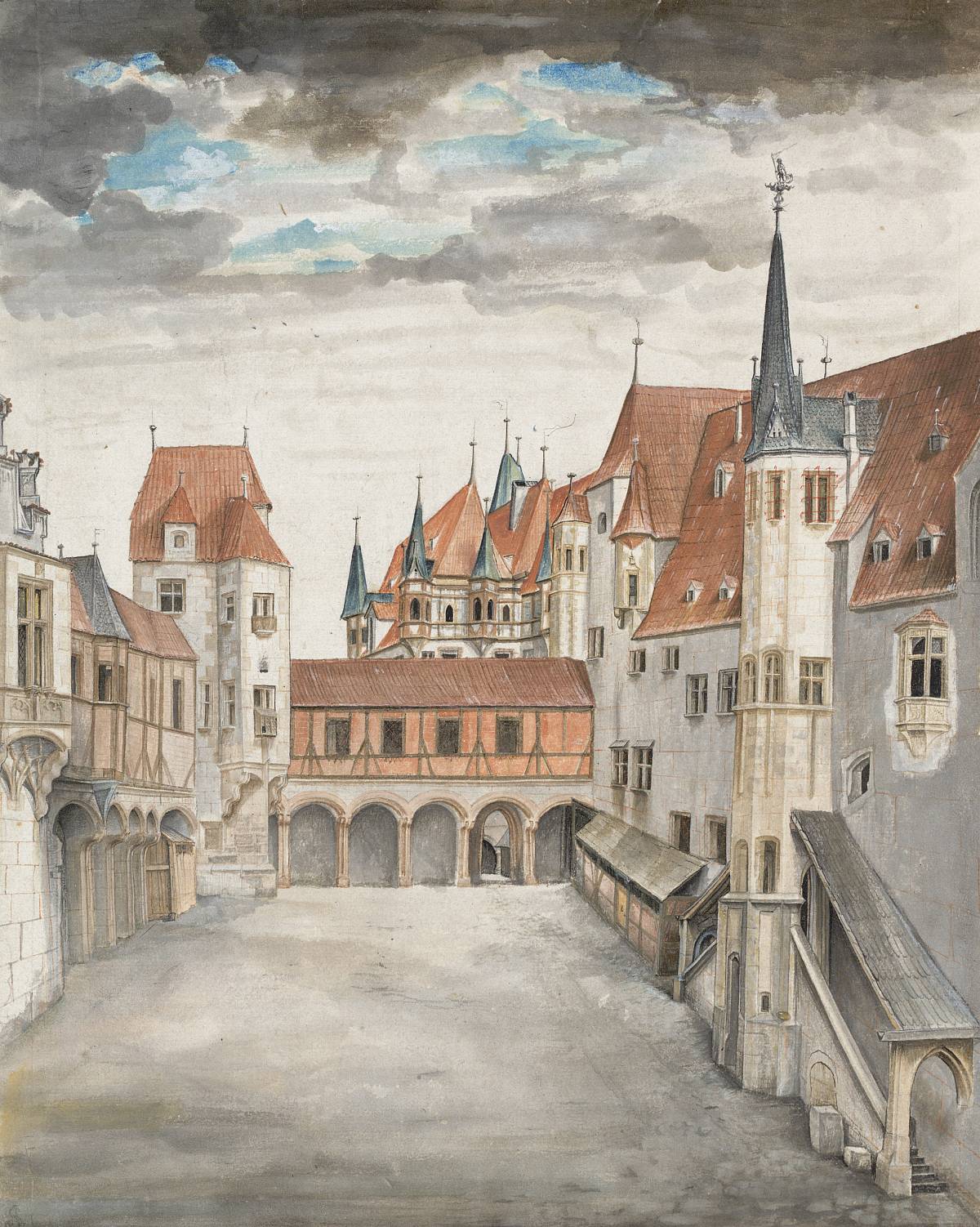 Albrecht Dürer: Hof der Innsbrucker Burg nach Norden, um 1495