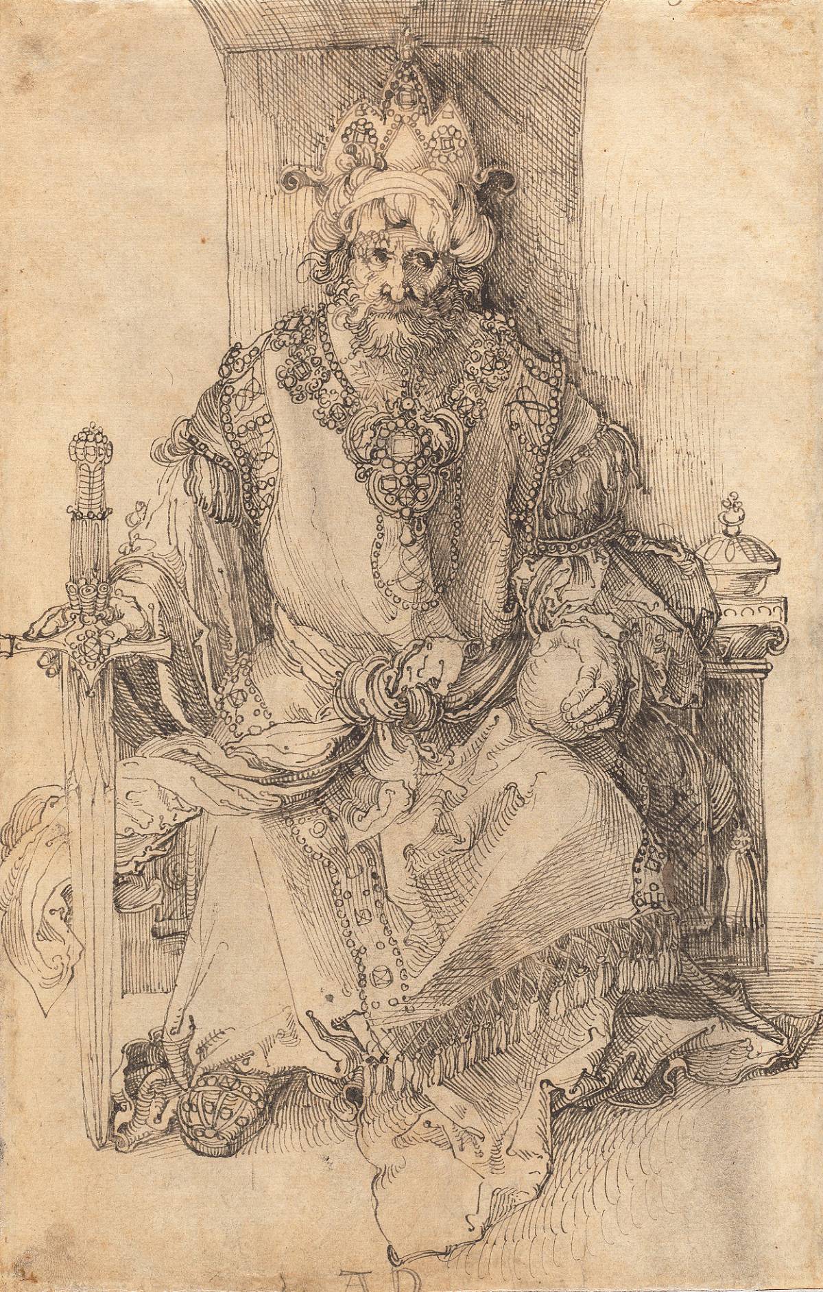 Albrecht Dürer: Orientalischer Herrscher auf seinem Thron, um 1495