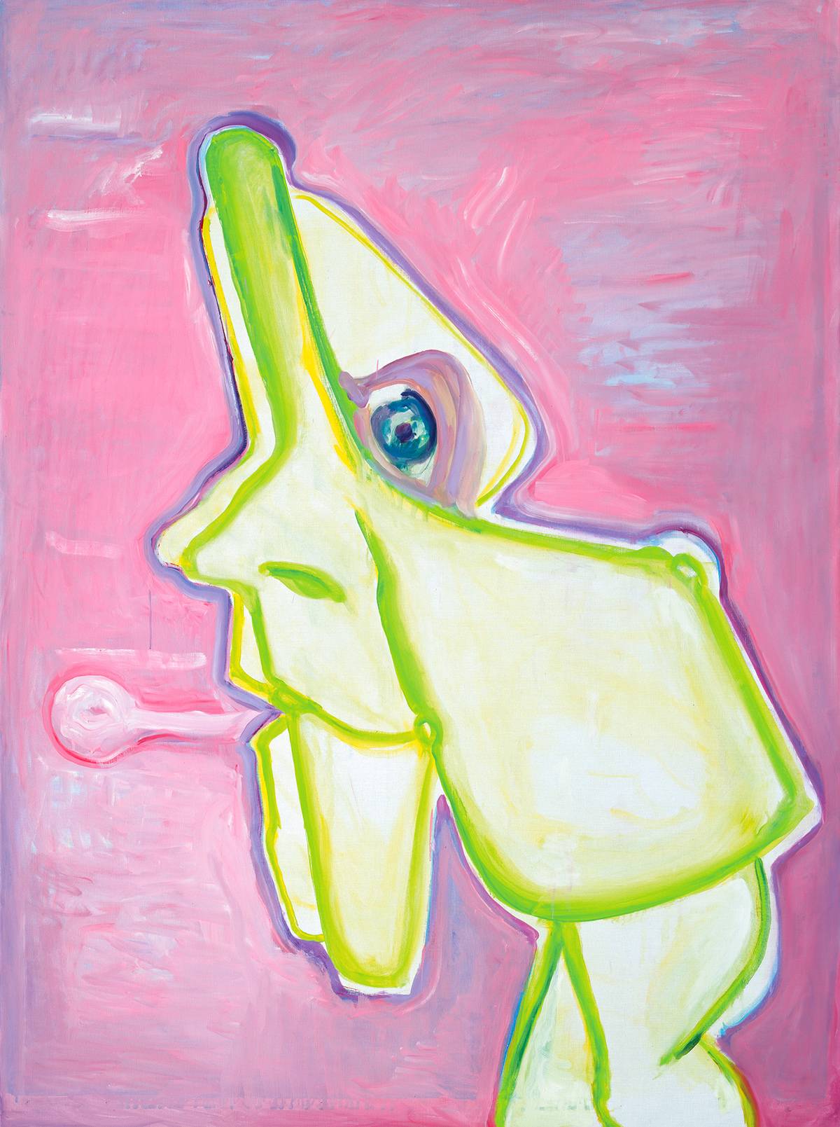 Maria Lassnig: Selbstporträt mit Sprechblase, 2006