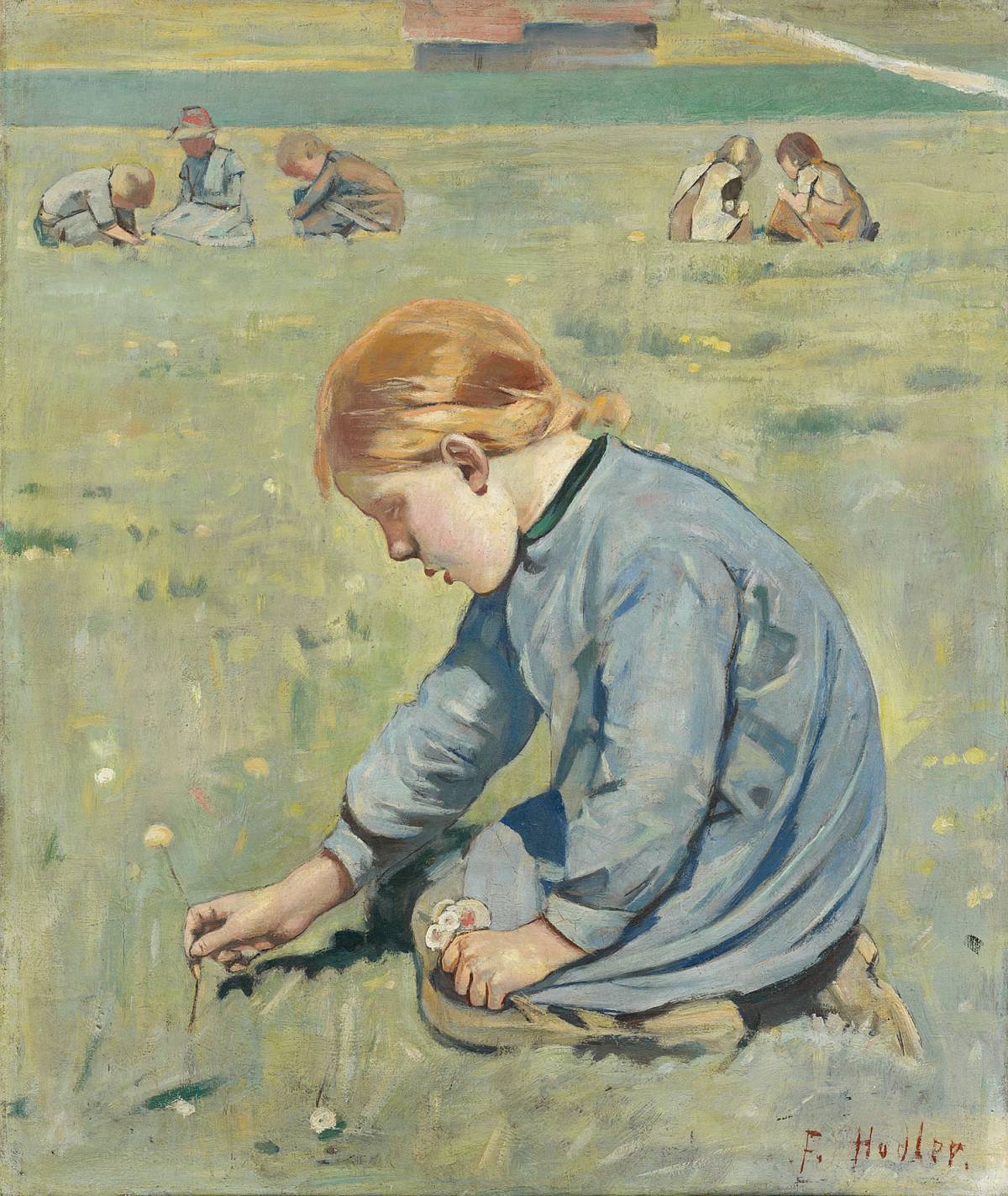 Ferdinand Hodler: Little Girl Picking Flowers, 1887